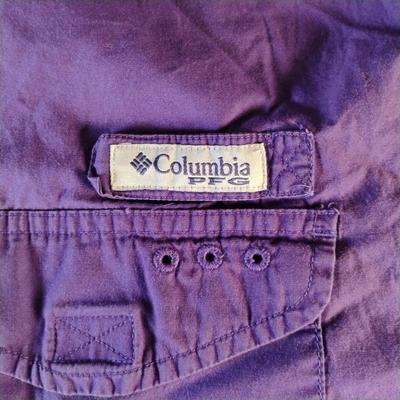 COLUMBIA PFG Shirt/Top PURPLE/GOLD Vented Back LSU TIGERS Button Up sz XL - Picture 10 of 10